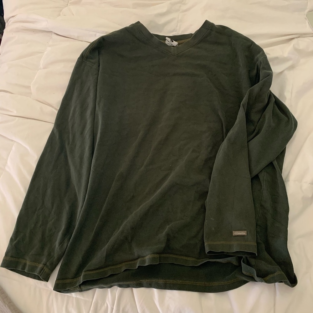 Green Columbia shirt.